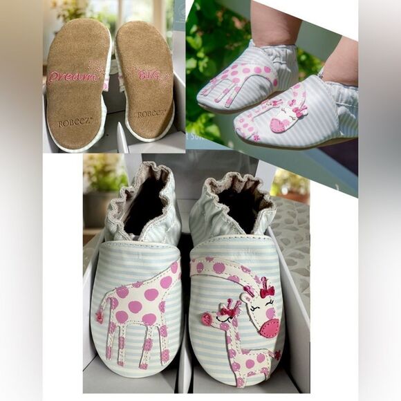 Robeez Other - NWT Robeez Giraffe Reach for the Stars Soft Soles Stripe Baby Infant Crib Shoes